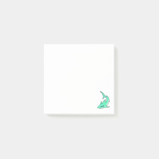 striptekenfilm lachende haai mint blauw groene oce post-it® notes (Voorkant)