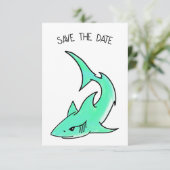 striptekenfilm lachende haai mint blauw groene oce save the date (Staand voorkant)