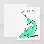 striptekenfilm lachende haai mint blauw groene oce save the date (Voorkant / Achterkant)