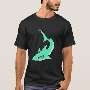 striptekenfilm lachende haai mint blauw groene oce t-shirt
