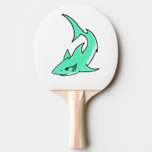 striptekenfilm lachende haai mint blauw groene oce tafeltennisbatje
