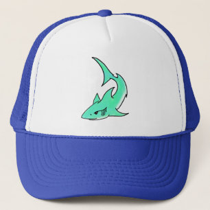 striptekenfilm lachende haai mint blauw groene oce trucker pet