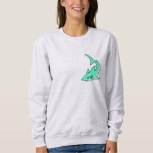 striptekenfilm lachende haai mint blauw groene oce trui