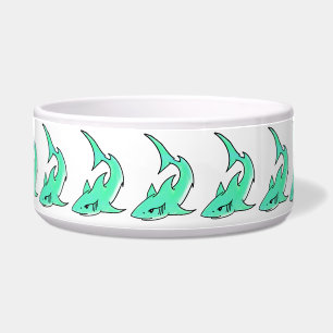 striptekenfilm lachende haai mint blauw groene oce voerbakje