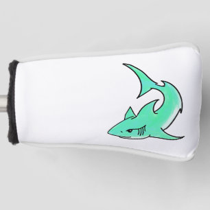 striptekenfilm lachende haai mintgroene blauwe oce golfheadcover
