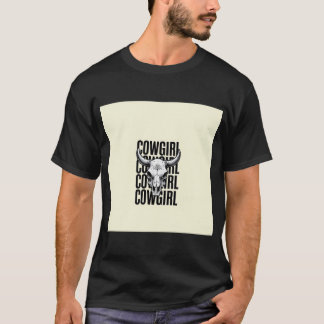 Striptekening van een centrale koeien schedel met  t-shirt