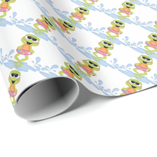 Striptekenpapier met strandkikkerpatroon cadeaupapier (Rol Hoek)
