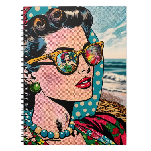 Striptekenstijl Kunst | Vrouw die Hula-danser beki Notitieboek (Voorkant)