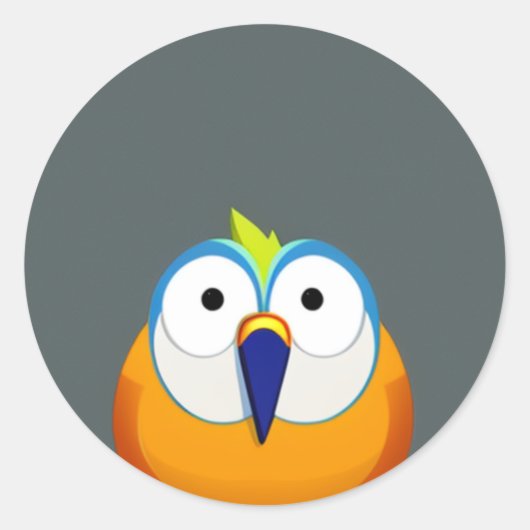 striptekenvogel leuk ronde sticker (Voorkant)