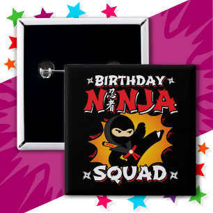 Stripverhaal Stijl Feest Leuk Verjaardag Ninja Squ Vierkante Button 5,1 Cm