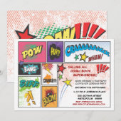  stripverhaal Super Hero Party nodigt uit Kaart (Voorkant / Achterkant)