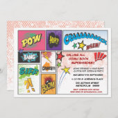  stripverhaal Super Hero Party Uitnodigen Kaart (Voorkant / Achterkant)