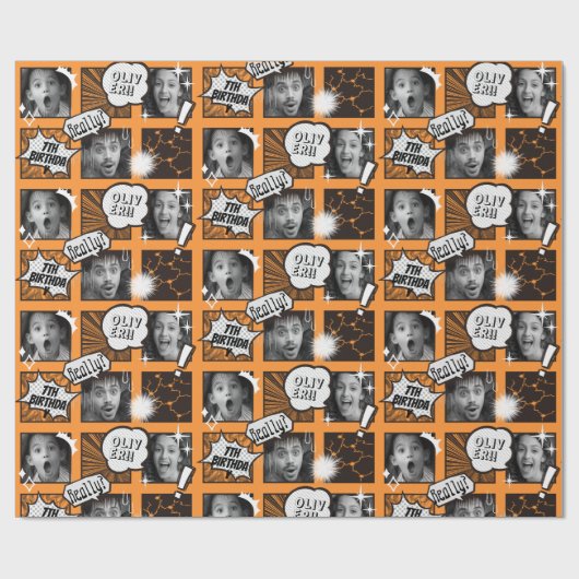 Stripversie Uw Gezicht Verjaardag Wrapping papier (Vlak)