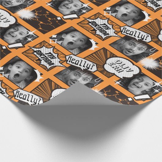Stripversie Uw Gezicht Verjaardag Wrapping papier (Hoek)
