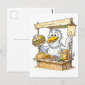 Stripvogel bij viskraam briefkaart (Voorkant / Achterkant)