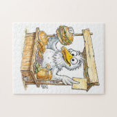 Stripvogel bij viskraam legpuzzel (Horizontaal)