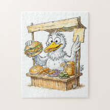 Stripvogel bij viskraam