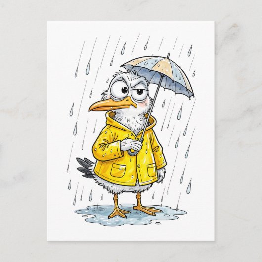 Stripvogel Regenachtige Dag Plicht Briefkaart (Voorkant)