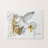 Stripvogel verzamelt schelpen legpuzzel (Horizontaal)