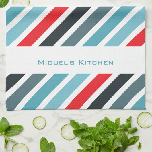 Stripy Background Personalized Kitchen Towels Theedoek (Gevouwen)