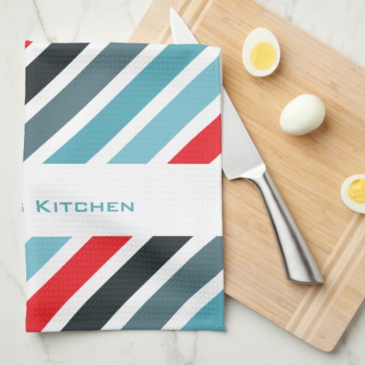 Stripy Background Personalized Kitchen Towels Theedoek (Quarter Fold)