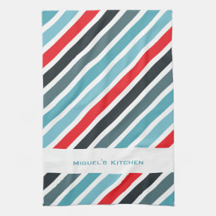 Stripy Background Personalized Kitchen Towels Theedoek
