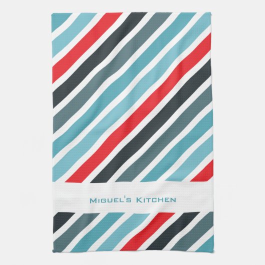 Stripy Background Personalized Kitchen Towels Theedoek (Verticaal)