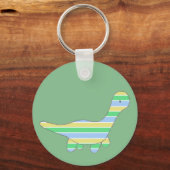Stripy Dinosaur Green - op maat Sleutelhanger (Achterkant)