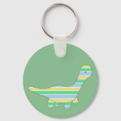 Stripy Dinosaur Green - op maat Sleutelhanger (Achterkant)