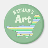 Stripy Dinosaur Magneet (Voorkant)