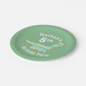 Stripy Dinosaur Papieren Bordje (Gekanteld)