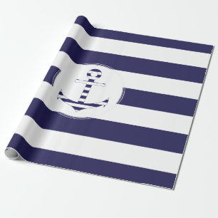 Stripy nautisch anker cadeaupapier