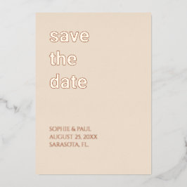 Stro Beige Save the Date Roze Goud Folie Uitnodiging