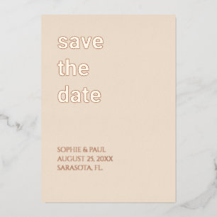 Stro Beige Save the Date Roze Goud Folie Uitnodiging