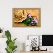 Stro Pet en lavender Flowers Fotografie Art Poster (Thuiskantoor)