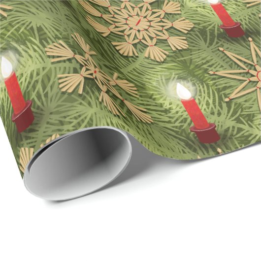 Strohsterne and Candles Cadeaupapier (Rol Hoek)