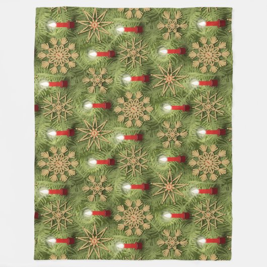 Strohsterne and Candles Fleece Deken (Voorkant)