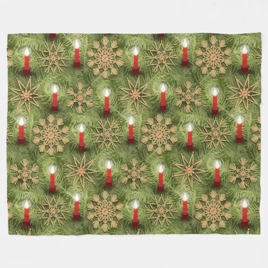 Strohsterne and Candles Fleece Deken (Voorkant (Horizontaal))