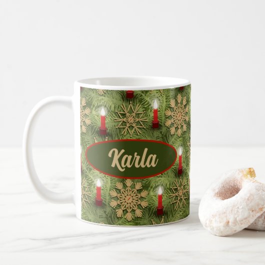 Strohsterne and Candles Koffiemok (Met donut)