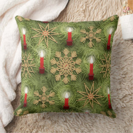 Strohsterne and Candles Kussen