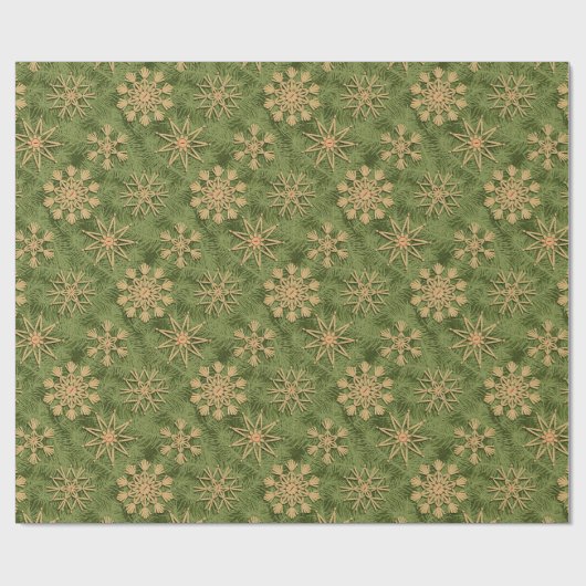 Strohsterne on Pine Tree Cadeaupapier (Vlak)