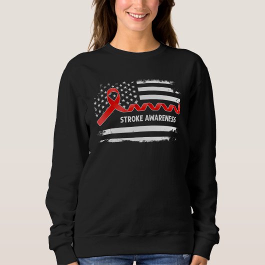 Stroke Awareness American Flag   Red Ribbon Trui (Voorkant)