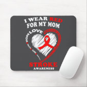 Stroke Awareness - I Wear Red For My Mom  Muismat (Met muis)