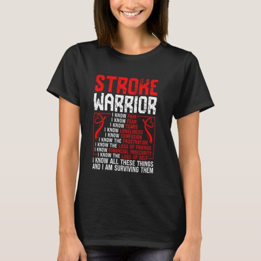 Stroke Awareness Ik ken Pijn Warrior Support Rood T-shirt (Voorkant)