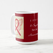 Stroke Awareness Red Ribbon Angel - Aangepaste Mok (Voorkant links)