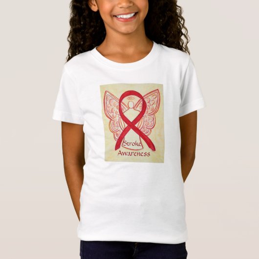 Stroke Awareness Red Ribbon Angel Shirt (Voorkant)