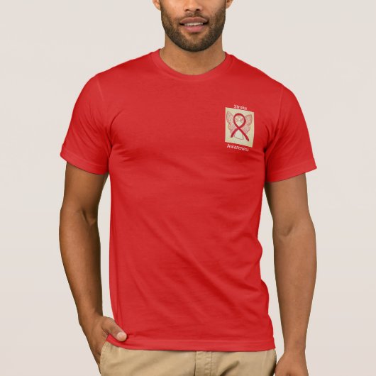 Stroke Awareness Red Ribbon Angel T-shirt (Voorkant)
