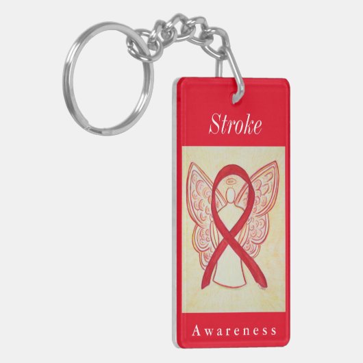 Stroke Awareness Ribbon Guardian Angel Sleutelhang Sleutelhanger (Voorkant Links)