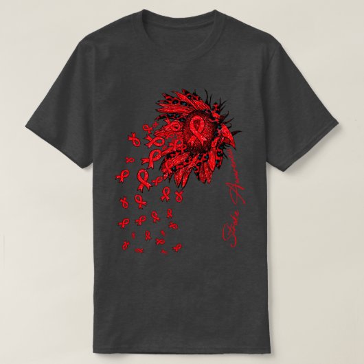 Stroke Awareness Zonnebloemlint bloemen herfst T-shirt (Design voorkant)