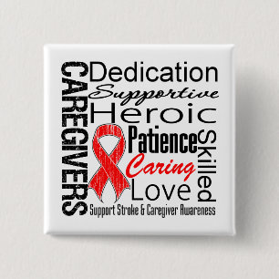 Stroke Caregivers Collage Vierkante Button 5,1 Cm